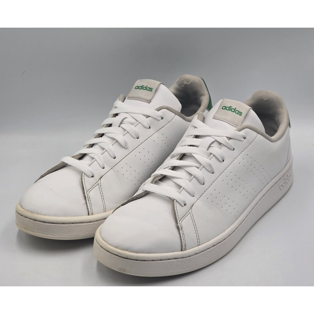 adidas Advantage White Green Sneakers Men's Size 10 Lace Up Casual Shoes - Picture 2 of 12